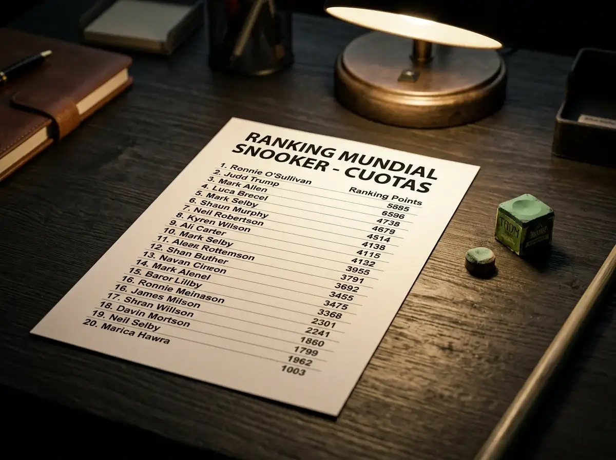 Ranking mundial de snooker: cómo leerlo antes de apostar